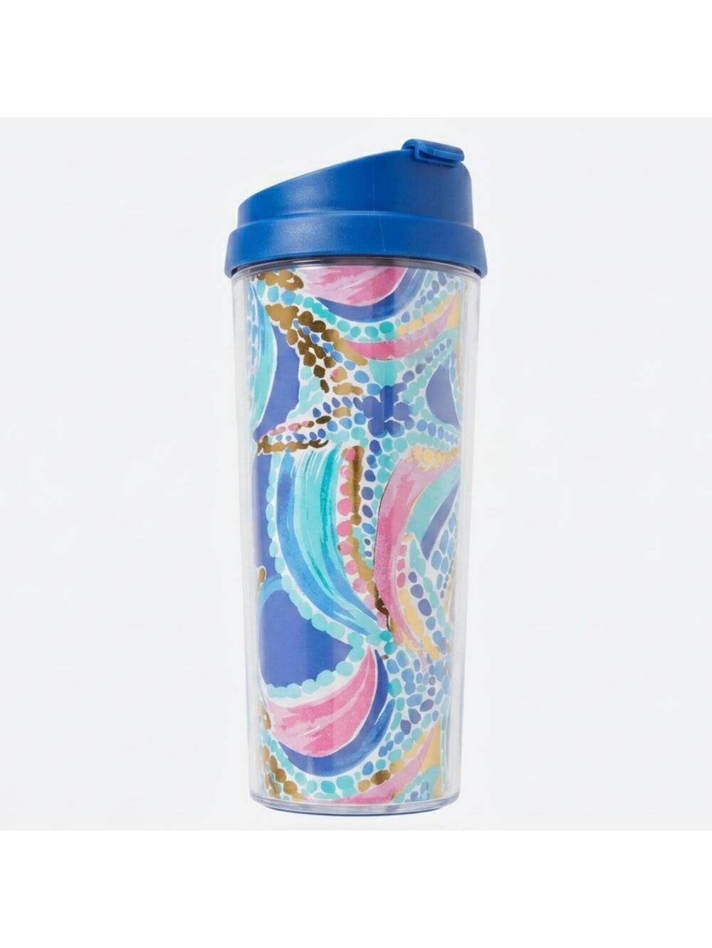 Lilly Pulitzer Travel Tumbler with Lid and Starfish Design